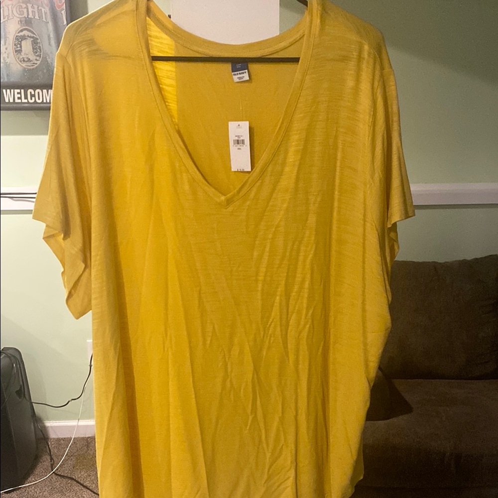 Yellow V-Neck Women's Top